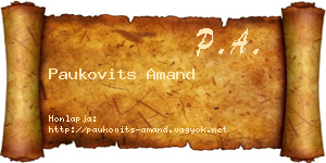 Paukovits Amand névjegykártya